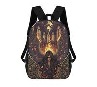 sinyumoney 1Kids Backpacks Winged Fallen Angel in Burning Cathedral 3D Printed School Bag Fashion Bag Travel School Bags for in School Or Travel 17inch