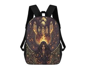sinyumoney 1Kids Backpacks Winged Fallen Angel in Burning Cathedral 3D Printed School Bag Fashion Bag Travel School Bags for in School Or Travel 17inch