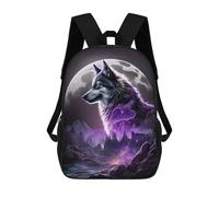 sinyumoney 1Kids Backpacks Wolf Moonlit Majesty 3D Printed School Bag Fashion Bag Travel School Bags for in School Or Travel 17inch