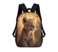 sinyumoney 1Kids Backpacks Young Lion Cub in Sunlight 3D Printed School Bag Fashion Bag Travel School Bags for in School Or Travel 17inch