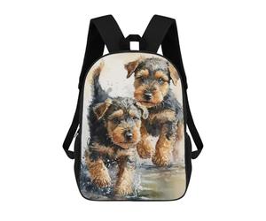 sinyumoney 2 Airedale Puppys Playing School Backpack Large Water Resistant Laptop Backpack for Teenage Girls Boys Women Men 17inch