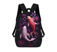 sinyumoney 2 Koi Fish Backpack Kids School Bag Boys Cartoon 3D Print Students Schoolbag Laptop Daypack for Boys Girls 17inch
