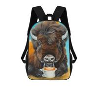 sinyumoney 2Backpack 3d Bison Latte School Bag Boys Book Bag Cool Rucksack Fashion Laptop Knapsack Back Bag for Boys And Girls 17inch