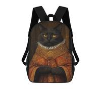 sinyumoney 2Backpack 3d Black Cat in Royal Attire School Bag Boys Book Bag Cool Rucksack Fashion Laptop Knapsack Back Bag for Boys And Girls 17inch