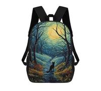 sinyumoney 2Backpack 3d Black Cat Lustrous Nature School Bag Boys Book Bag Cool Rucksack Fashion Laptop Knapsack Back Bag for Boys And Girls 17inch