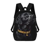 sinyumoney 2Backpack 3d Black & Gold Labrador School Bag Boys Book Bag Cool Rucksack Fashion Laptop Knapsack Back Bag for Boys And Girls 17inch