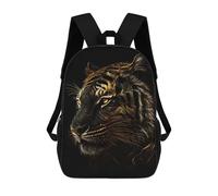 sinyumoney 2Backpack 3d Black Gold Tiger School Bag Boys Book Bag Cool Rucksack Fashion Laptop Knapsack Back Bag for Boys And Girls 17inch