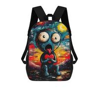 sinyumoney 2Backpack 3d Blue Creature Holding Heart School Bag Boys Book Bag Cool Rucksack Fashion Laptop Knapsack Back Bag for Boys And Girls 17inch