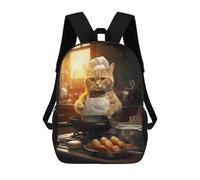 sinyumoney 2Backpack 3d Cat Cooking Kitchen School Bag Boys Book Bag Cool Rucksack Fashion Laptop Knapsack Back Bag for Boys And Girls 17inch