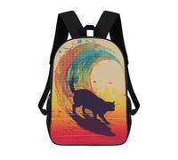 sinyumoney 2Backpack 3d Cat Pixel Wave School Bag Boys Book Bag Cool Rucksack Fashion Laptop Knapsack Back Bag for Boys And Girls 17inch