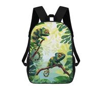 sinyumoney 2Backpack 3d Chameleons in Jungle School Bag Boys Book Bag Cool Rucksack Fashion Laptop Knapsack Back Bag for Boys And Girls 17inch