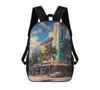 sinyumoney 2Backpack 3d City of Salsa Miami USA School Bag Boys Book Bag Cool Rucksack Fashion Laptop Knapsack Back Bag for Boys And Girls 17inch