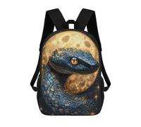 sinyumoney 2Backpack 3d Cosmic Serpent And Golden Moon School Bag Boys Book Bag Cool Rucksack Fashion Laptop Knapsack Back Bag for Boys And Girls 17inch
