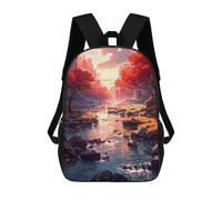 sinyumoney 2Backpack 3d Crimson Valley School Bag Boys Book Bag Cool Rucksack Fashion Laptop Knapsack Back Bag for Boys And Girls 17inch