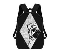 sinyumoney 2Backpack 3d Cute Pug Dog School Bag Boys Book Bag Cool Rucksack Fashion Laptop Knapsack Back Bag for Boys And Girls 17inch