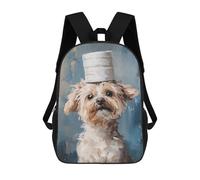 sinyumoney 2Backpack 3d Dog with Toilet Paper Hat School Bag Boys Book Bag Cool Rucksack Fashion Laptop Knapsack Back Bag for Boys And Girls 17inch