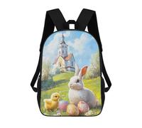 sinyumoney 2Backpack 3d Easter Bunny And Chick Painting School Bag Boys Book Bag Cool Rucksack Fashion Laptop Knapsack Back Bag for Boys And Girls 17inch