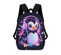 sinyumoney 2Backpack 3d Elegant Penguin Headphones School Bag Boys Book Bag Cool Rucksack Fashion Laptop Knapsack Back Bag for Boys And Girls 17inch
