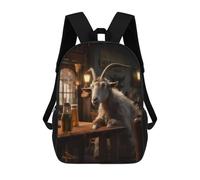 sinyumoney 2Backpack 3d Goat Drinking Beer Bar School Bag Boys Book Bag Cool Rucksack Fashion Laptop Knapsack Back Bag for Boys And Girls 17inch