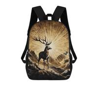 sinyumoney 2Backpack 3d Gold X Deer School Bag Boys Book Bag Cool Rucksack Fashion Laptop Knapsack Back Bag for Boys And Girls 17inch