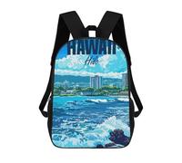 sinyumoney 2Backpack 3d Hawaii Hilo City School Bag Boys Book Bag Cool Rucksack Fashion Laptop Knapsack Back Bag for Boys And Girls 17inch