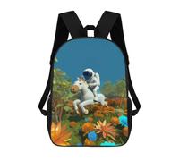 sinyumoney 2Backpack 3d Horse Astronaut School Bag Boys Book Bag Cool Rucksack Fashion Laptop Knapsack Back Bag for Boys And Girls 17inch
