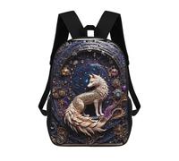 sinyumoney 2Backpack 3d Legend Steampunk Fox School Bag Boys Book Bag Cool Rucksack Fashion Laptop Knapsack Back Bag for Boys And Girls 17inch