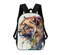 sinyumoney 2Backpack 3d Leopard Head Watercolor School Bag Boys Book Bag Cool Rucksack Fashion Laptop Knapsack Back Bag for Boys And Girls 17inch