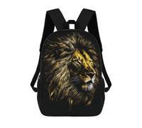 sinyumoney 2Backpack 3d Lion Black Gold 3 School Bag Boys Book Bag Cool Rucksack Fashion Laptop Knapsack Back Bag for Boys And Girls 17inch