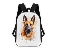 sinyumoney 2Backpack 3d Malinois Watercolor Dog School Bag Boys Book Bag Cool Rucksack Fashion Laptop Knapsack Back Bag for Boys And Girls 17inch