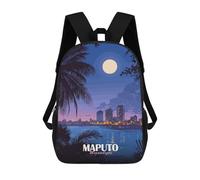 sinyumoney 2Backpack 3d Maputo Mozambique Cityscape at Night School Bag Boys Book Bag Cool Rucksack Fashion Laptop Knapsack Back Bag for Boys And Girls 17inch