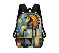 sinyumoney 2Backpack 3d Modern Cubism Lion School Bag Boys Book Bag Cool Rucksack Fashion Laptop Knapsack Back Bag for Boys And Girls 17inch