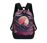 sinyumoney 2Backpack 3d Moonlight In Japan School Bag Boys Book Bag Cool Rucksack Fashion Laptop Knapsack Back Bag for Boys And Girls 17inch