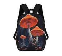 sinyumoney 2Backpack 3d Mushrooms in Orange School Bag Boys Book Bag Cool Rucksack Fashion Laptop Knapsack Back Bag for Boys And Girls 17inch