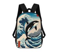 sinyumoney 2Backpack 3d Orca School Bag Boys Book Bag Cool Rucksack Fashion Laptop Knapsack Back Bag for Boys And Girls 17inch