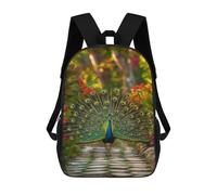 sinyumoney 2Backpack 3d Peacocks Garden Glory School Bag Boys Book Bag Cool Rucksack Fashion Laptop Knapsack Back Bag for Boys And Girls 17inch
