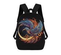 sinyumoney 2Backpack 3d Phoenix 4 School Bag Boys Book Bag Cool Rucksack Fashion Laptop Knapsack Back Bag for Boys And Girls 17inch