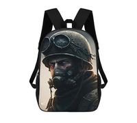 sinyumoney 2Backpack 3d Portrait of A War Soldier School Bag Boys Book Bag Cool Rucksack Fashion Laptop Knapsack Back Bag for Boys And Girls 17inch