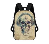 sinyumoney 2Backpack 3d Rad Music Skull Sketchbook School Bag Boys Book Bag Cool Rucksack Fashion Laptop Knapsack Back Bag for Boys And Girls 17inch