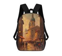 sinyumoney 2Backpack 3d Rome Cityscape in Oil School Bag Boys Book Bag Cool Rucksack Fashion Laptop Knapsack Back Bag for Boys And Girls 17inch