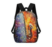 sinyumoney 2Backpack 3d Saxophone School Bag Boys Book Bag Cool Rucksack Fashion Laptop Knapsack Back Bag for Boys And Girls 17inch