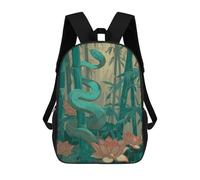 sinyumoney 2Backpack 3d Snake in Bamboo Forest with Lotus School Bag Boys Book Bag Cool Rucksack Fashion Laptop Knapsack Back Bag for Boys And Girls 17inch