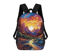 sinyumoney 2Backpack 3d Summer Evening in Zion School Bag Boys Book Bag Cool Rucksack Fashion Laptop Knapsack Back Bag for Boys And Girls 17inch