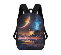 sinyumoney 2Backpack 3d Sunset Over The Planets School Bag Boys Book Bag Cool Rucksack Fashion Laptop Knapsack Back Bag for Boys And Girls 17inch