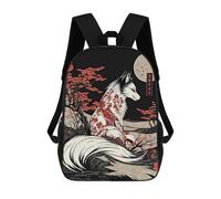 sinyumoney 2Backpack 3d The Fox Japanese School Bag Boys Book Bag Cool Rucksack Fashion Laptop Knapsack Back Bag for Boys And Girls 17inch