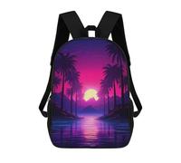 sinyumoney 2Backpack 3d Tropical Neon Dreams School Bag Boys Book Bag Cool Rucksack Fashion Laptop Knapsack Back Bag for Boys And Girls 17inch