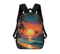 sinyumoney 2Backpack 3d Tropical Sunset School Bag Boys Book Bag Cool Rucksack Fashion Laptop Knapsack Back Bag for Boys And Girls 17inch