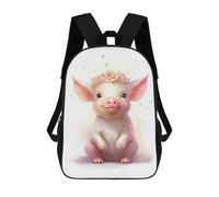 sinyumoney 2Backpack 3d Watercolor Baby Pig Piglet School Bag Boys Book Bag Cool Rucksack Fashion Laptop Knapsack Back Bag for Boys And Girls 17inch