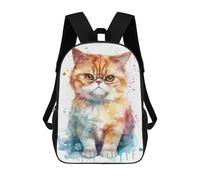 sinyumoney 2Backpack 3d Watercolor Cat Painting School Bag Boys Book Bag Cool Rucksack Fashion Laptop Knapsack Back Bag for Boys And Girls 17inch