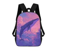 sinyumoney 2Backpack 3d Whale Flying on Sky Retro School Bag Boys Book Bag Cool Rucksack Fashion Laptop Knapsack Back Bag for Boys And Girls 17inch
